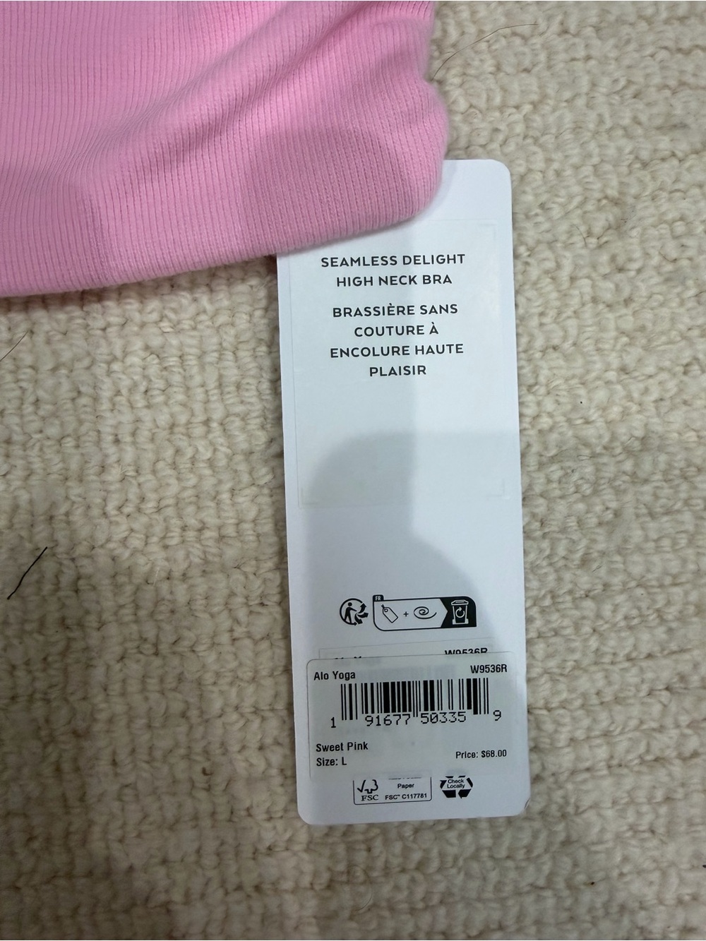 ALO Yoga Pink Ribbed Racerback Crop Tank - Picture 4 of 4